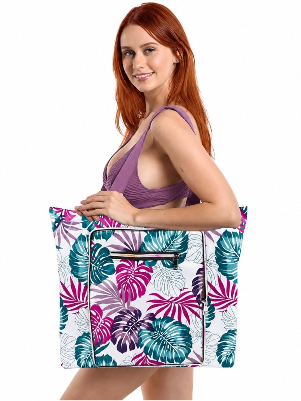 NWT Foldable Waterproof Tropical Beach Tote Bag Large Travel Shopping Pool